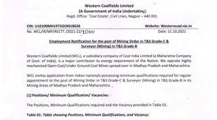 WCL, WCL Recruitment 2021, WCL Notification 2021, Sarkari Naukari