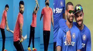 virat-kohli-mimics-shikhar-dhawan-batting-style-on-social-media-users-made-funny-comments-on-video-prior-to-t20-world-cup-2021-start