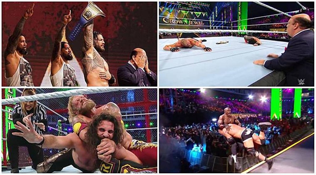 wwe-crown-jewel-2021-results-roman-reigns-beats-brock-lesnar-as-paul-heyman-role-becomes-controversial-edge-defeated-seth-rollings-list-of-all-winners-sasha-banks-becky-lynch
