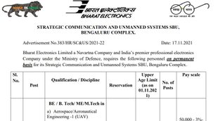 BEL, BEL Job Notification, BEL Vacancy, Sarkari Naukari, Govt Job