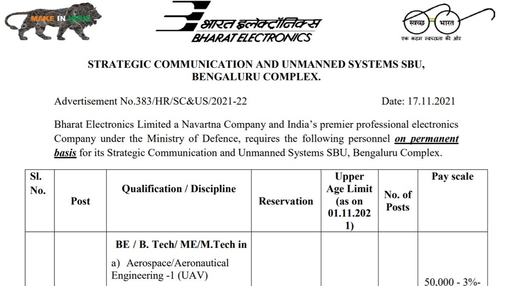 BEL, BEL Job Notification, BEL Vacancy, Sarkari Naukari, Govt Job
