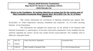 HSSC, HSSC Constable Answer Key, Constable Answer Key
