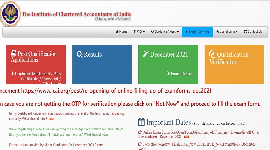 ICAI CA Admit card 2021