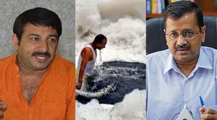 Manoj tiwari,yamuna, arvind kerjiwal