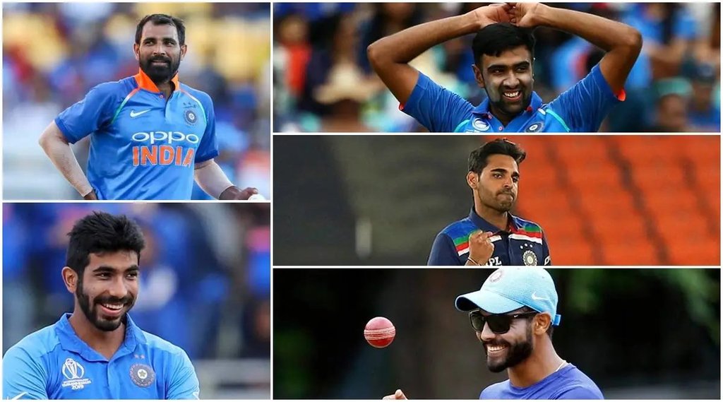 Mohammed Shami Ravichandran Ashwin Bhuvneshwar Kumar Ravindra Jadeja Jasprit Bumrah