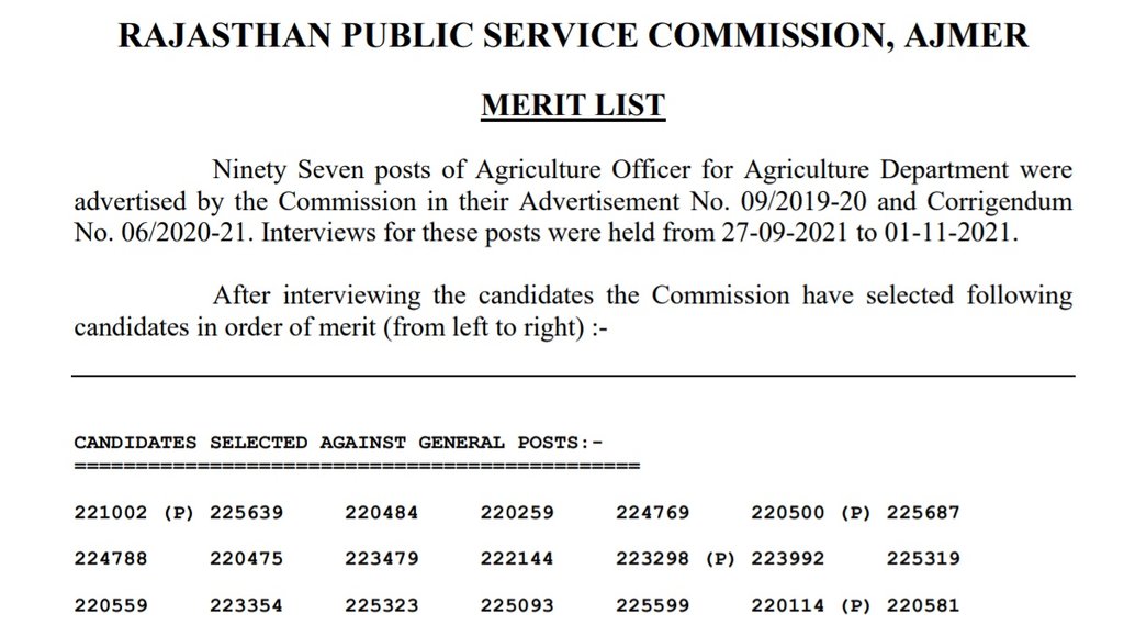 RPSC, RPSC AO Result, RPSC AO Result 2021, RPSC Result