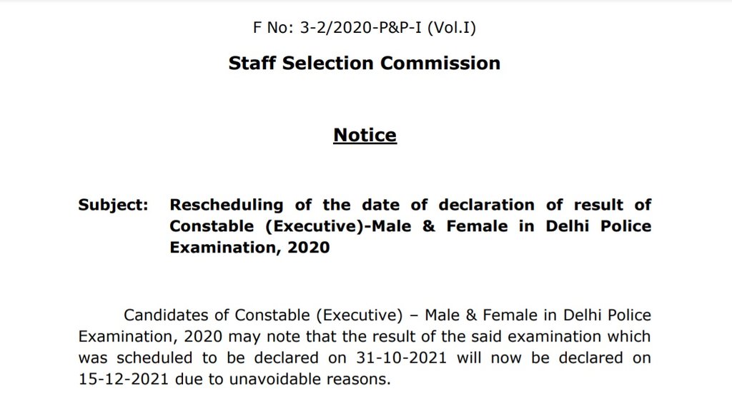 SSC, SSC Constable Recruitment, SSC Constable Result, SSC Result Notice