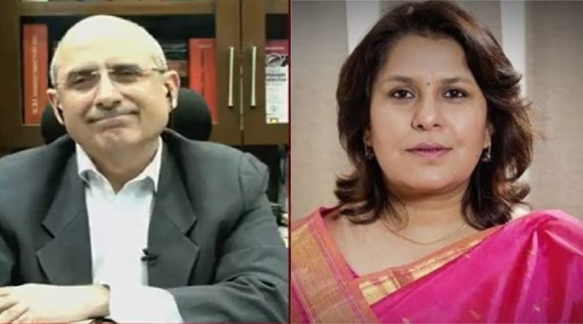 बीजेपी प्रवक्ता नलिन कोहली और कांग्रेस प्रवक्ता सुप्रिया श्रीनेत (Photo- Aajtak/Twitter)