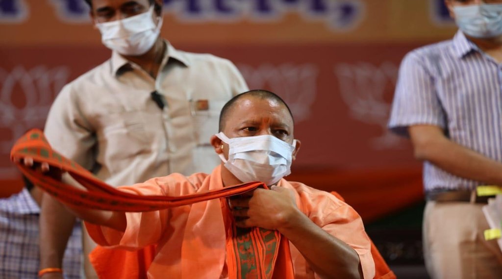 Uttar Pradesh Chief Minister Yogi Adityanath attending BJP organized lodhi sammelan in Lucknow on Tuesday. Express Photo 26102021