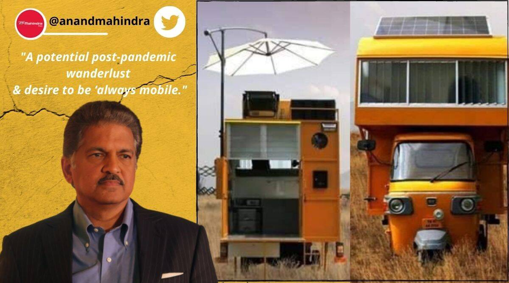 Anand Mahindra, Mobile home, Built on auto-rickshaw, Chennai, Architect Arun Prabhu