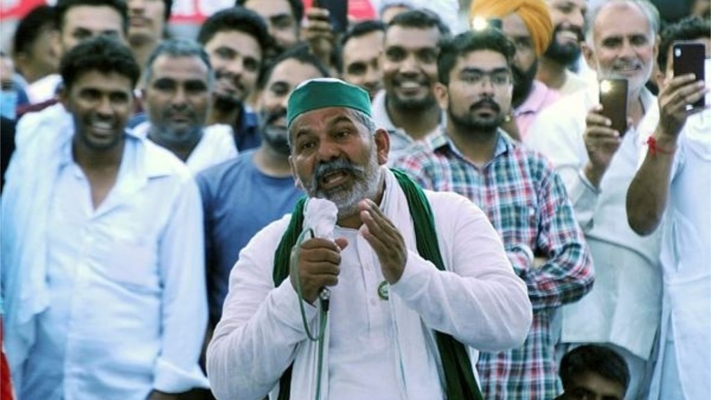 भाजपा सांसद अरविंद शर्मा के आंख निकालने वाले बयान पर राकेश टिकैत ने कहा कि ये बातें आरएसएस की शाखा में सिखाई जाती है। (एक्सप्रेस फोटो)