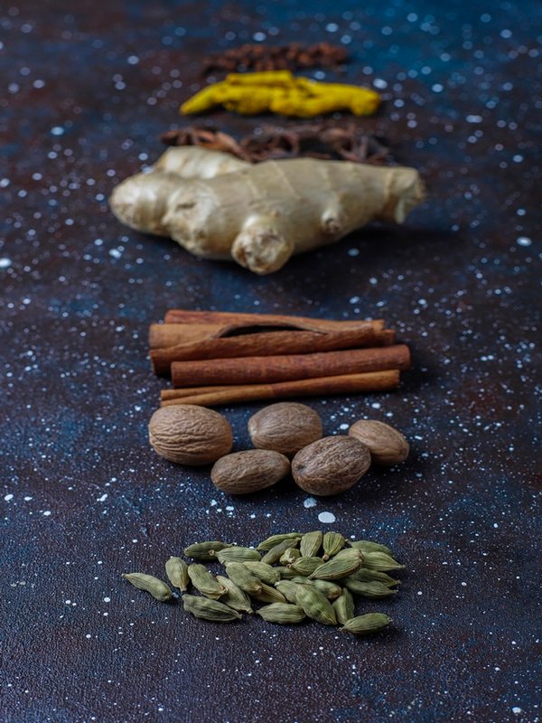 Assortment of winter spices.