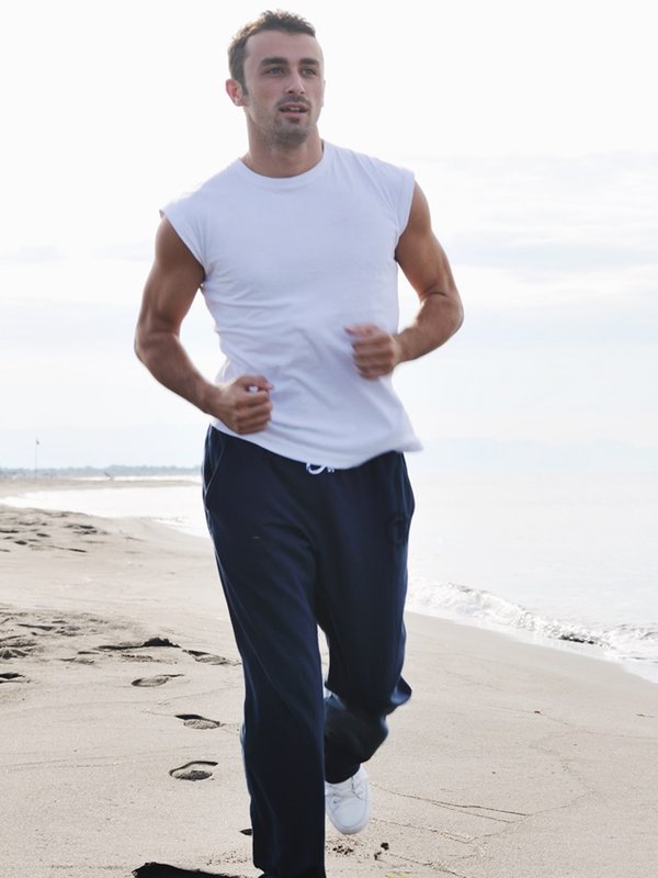 man running on beach