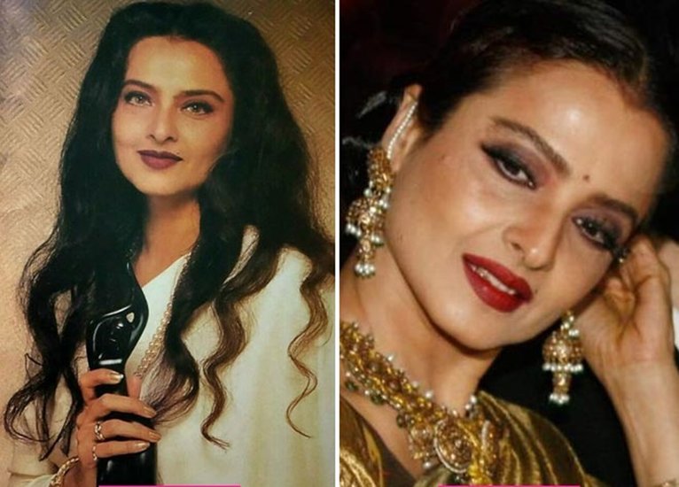 रेखा की एक तस्वीर साल 1996 में फिल्मफेयर अवार्ड के दौरान की है तो वहीं दूसरी तस्वीर साल 2020 की है।