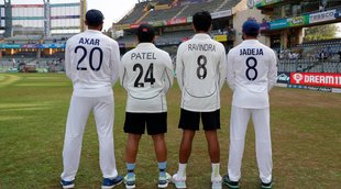 ravindra-jadeja-axar-patel-ajaz-patel-rachin-ravindra-unites-to-form-unique-photo-shared-by-bcci-icc-clicked-by-ravichandran-ashwin