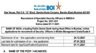 BOI Recruitment 2022, BOI Security Officer Recruitment