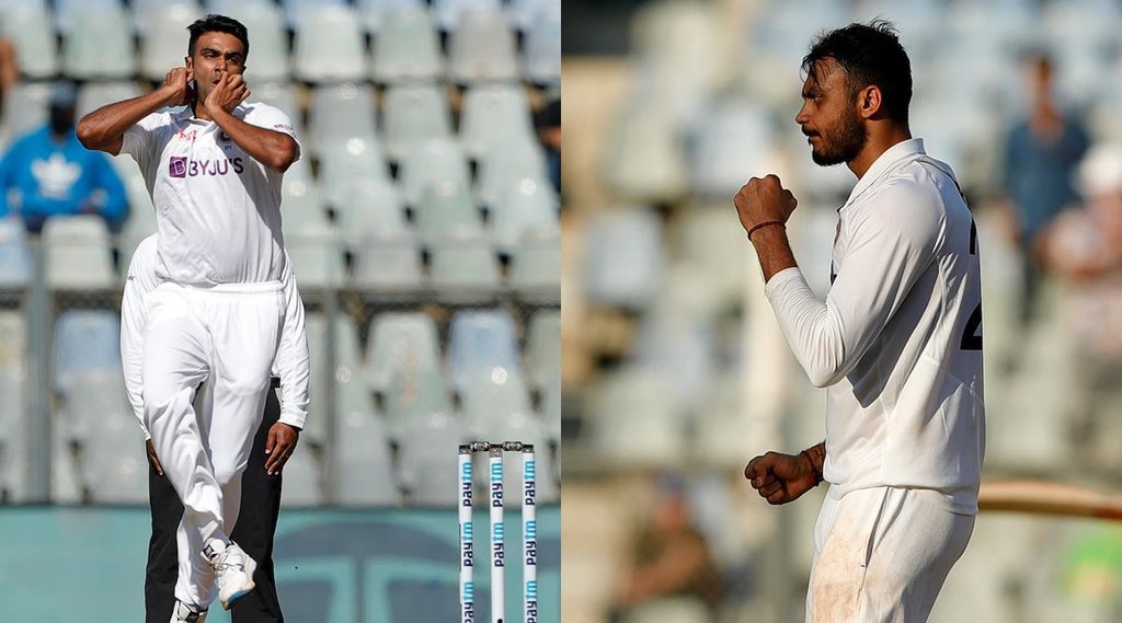 IND vs NZ Mumbai Test Day 3 Stumps 2nd test Day 3 Highlights Team India Axar Patel Ravichandran Ashwin New Zealand Half team Out