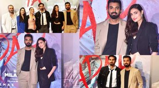 kl-rahul-athiya-shetty-seen-together-with-suniel-shetty-family-on-grand-premier-of-tara-sutaria-ahan-shetty-starrer-tadap-movie-Watch-Video