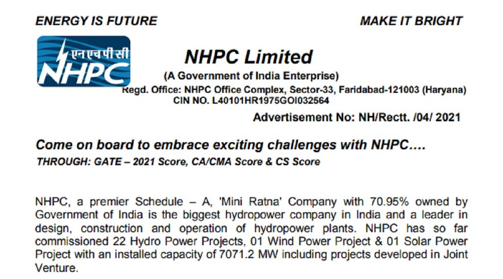 NHPC Recruitment 2022 NHPC Recruitment 2022