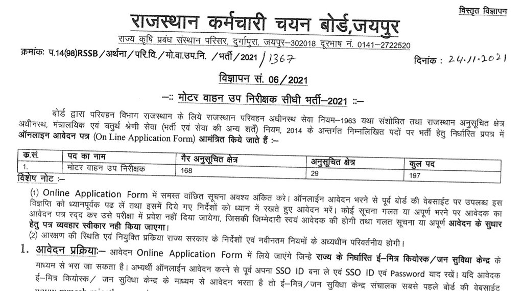 RSMSSB, RSMSSB Vacancy, RSMSSB MVSI Vacancy