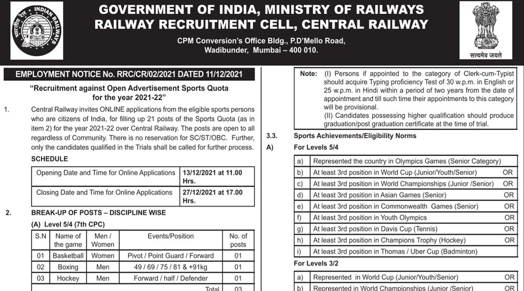 Railway Recruitment 2021