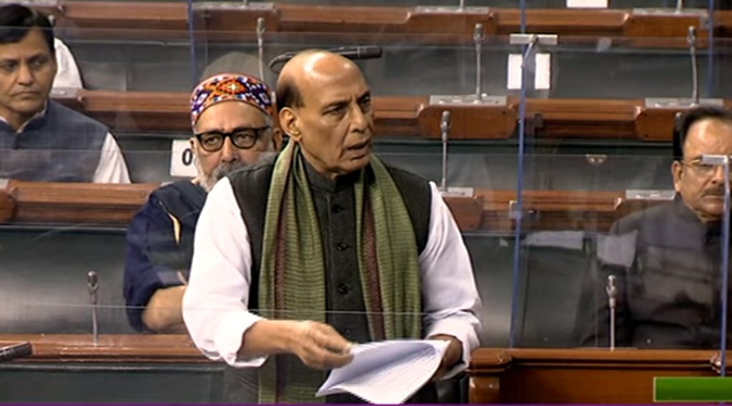 लोकसभा में जनरल बिपिन रावत के निधन पर बयान देते रक्षामंत्री राजनाथ सिंह। (Photo- ANI)