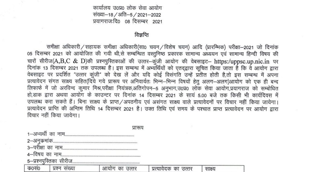 UPPSC, UPPSC RO Answer Key, UPPSC ARO Answer Key, UPPSC Job