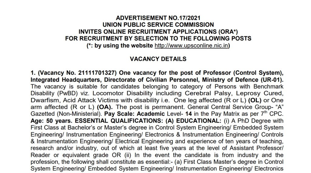 UPSC, UPSC Job, UPSC Job Notification, UPSC Vacancy 2021