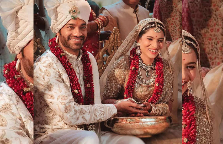 शादी की रस्में निभाते हुए विक्की और अंकिता के खुशी चेहरे पर झलक रही थी।