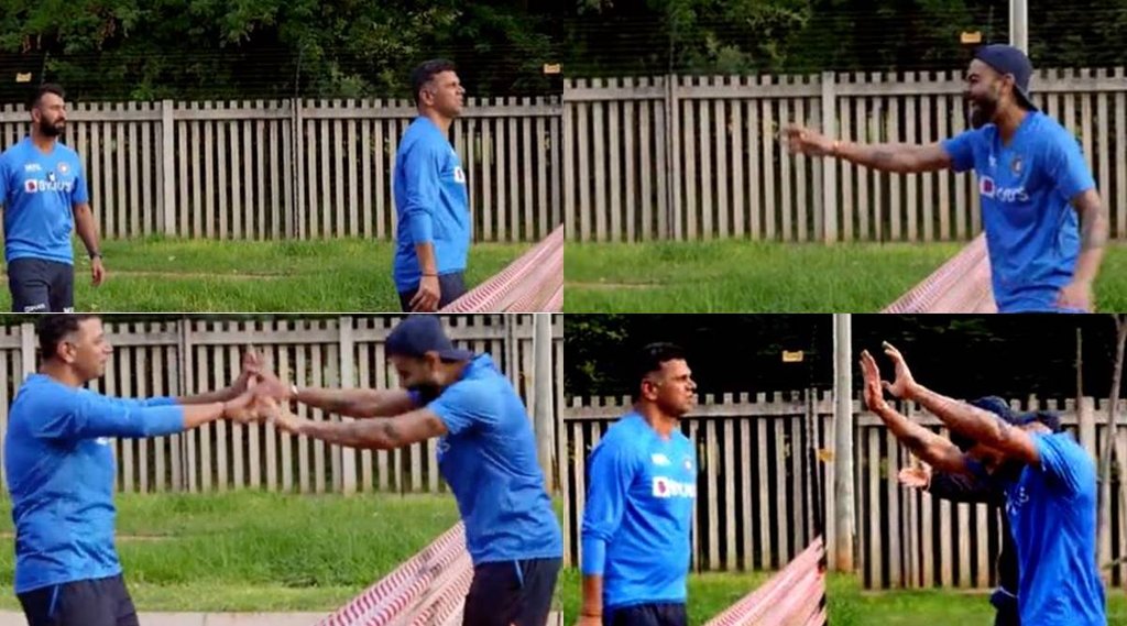 before-south-africa-test-series-head-coach-rahul-dravid-and-virat-kohli-against-each-other-in-foot-volley-match-bcci-shared-video