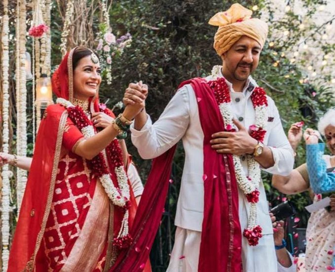 दीया मिर्जा और वैभव रेखी।