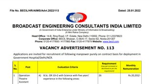 BECIL Job, BECIL Vacancy 2022, Govt Job