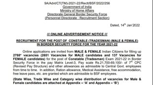 BSF Job, Govt Job, Sarkari Naukri