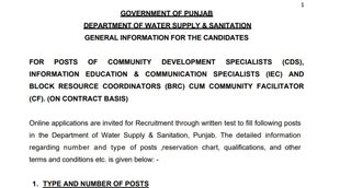 DWSS, DWSS Punjab, DWSS Punjab New Notification