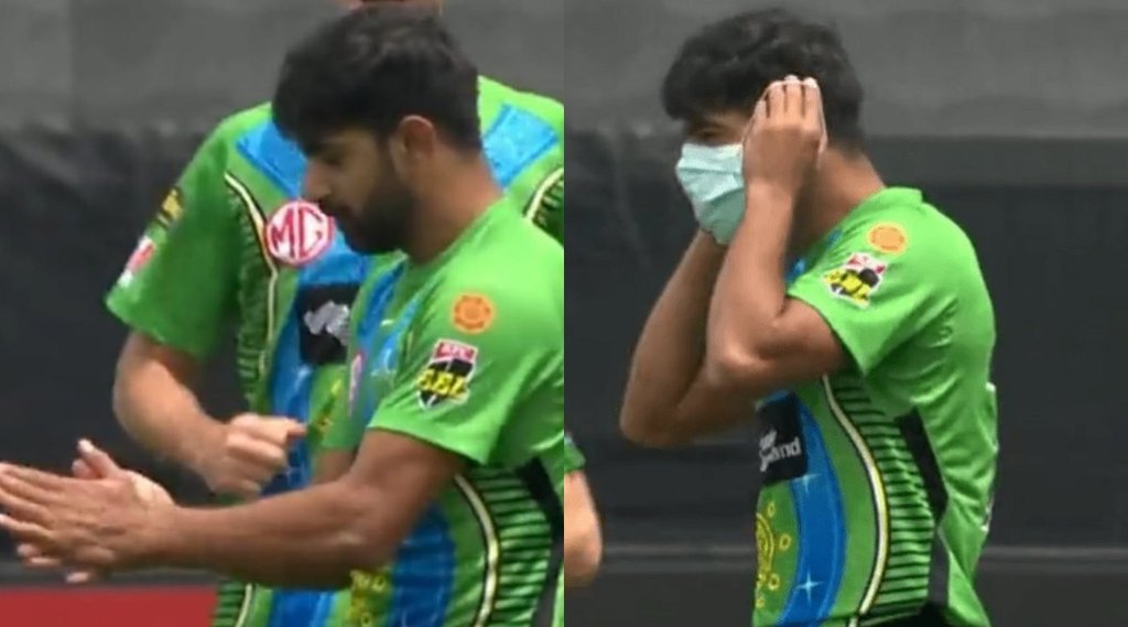 pakistan-pacer-haris-rauf-takes-wicket-and-celebrated-by-putting-mask-against-perth-scorchers-in-big-bash-league-watch-video