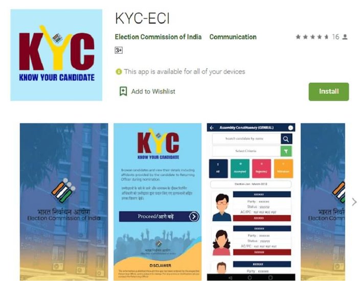 KYC, Know your Candidate, ECI App