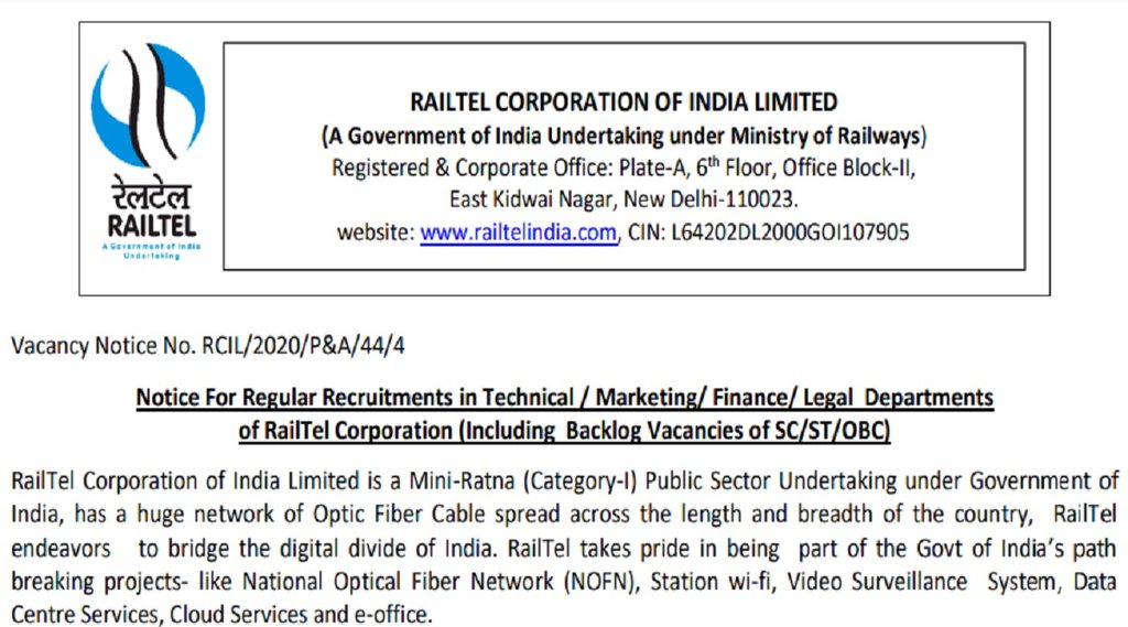 railtel corporation recruitment