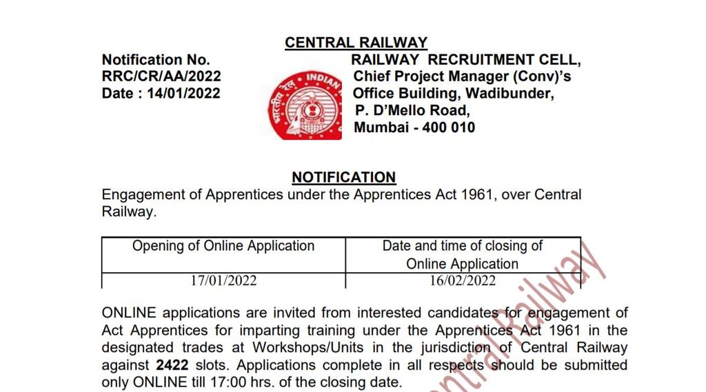 Railway Jobs, Railway Vacancy 2022, Indian Railway