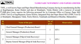 TNPL Recruitment 2022 Notification