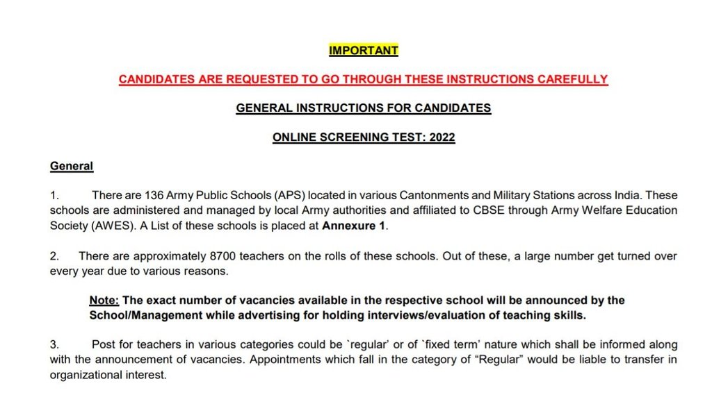 Teacher Recruitment 2022। Army School Recruitment 2022। APS Recruitment