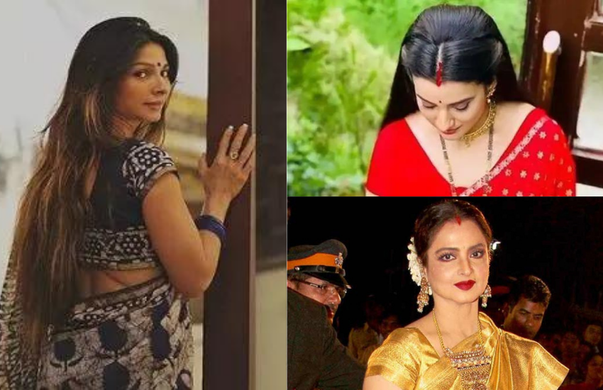 रेखा से लेकर उर्वशी रौतेला और जसलीन मथरू तक कई ऐक्ट्रेसेस बिना शादी के ही मांग में सिंदूर भरे नजर आ चुकी हैं। किसने कब और क्यों बिना शादी के ही इस लुक को फ्लॉट किया था, चलिए जानें।