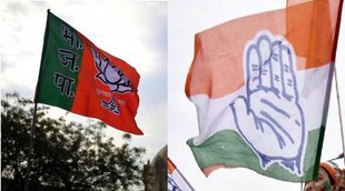 congress-bjp-flags