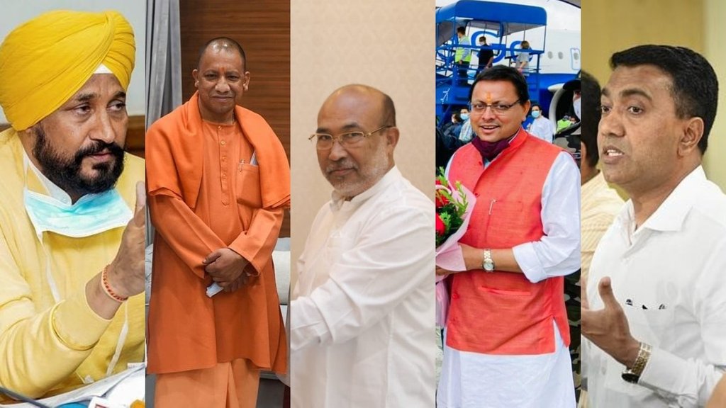 चुनावी राज्यों के किसी भी मुख्यमंत्री के कामकाज पर 50% लोगों ने संतुष्टि जाहिर नहीं की है। (फोटो: पीटीआई/ सीएम ट्विटर)