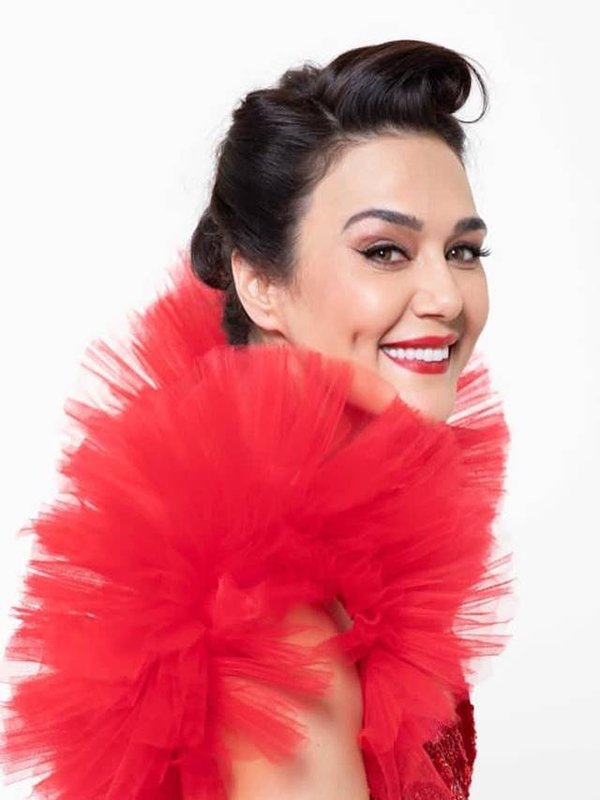 priety zinta in red