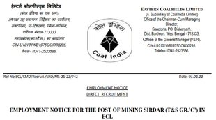 ECL Job, Eastern Coalfields Limited