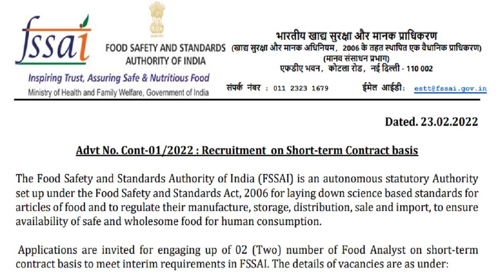 Food Safety, Food Analyst Post
