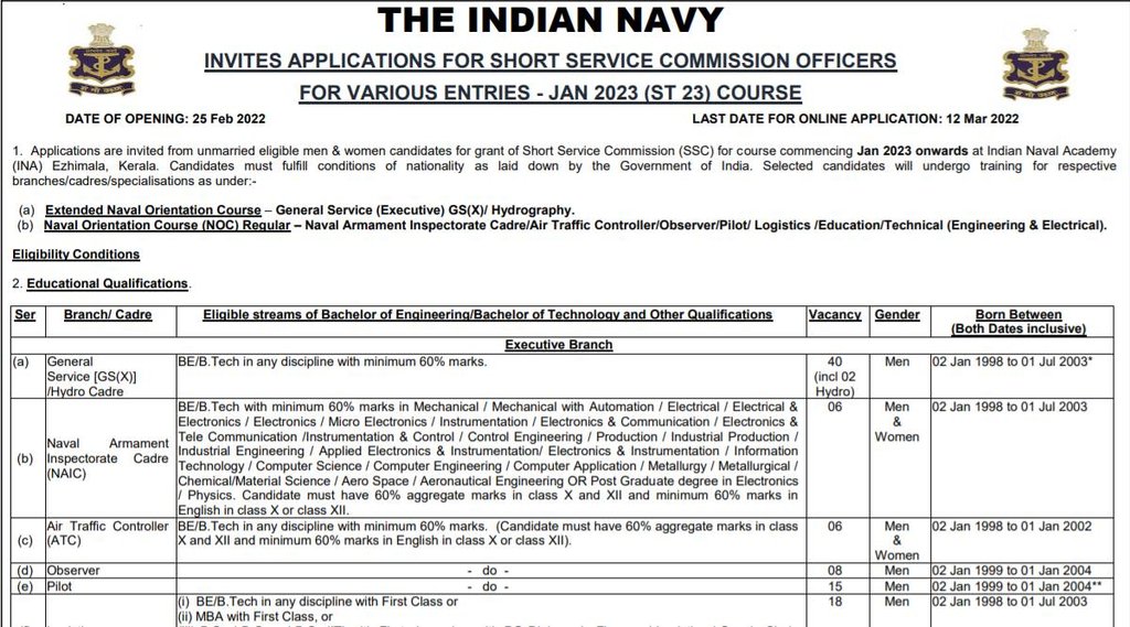 Indian Navy, Indian Navy SSC Officer, Indian Navy Job