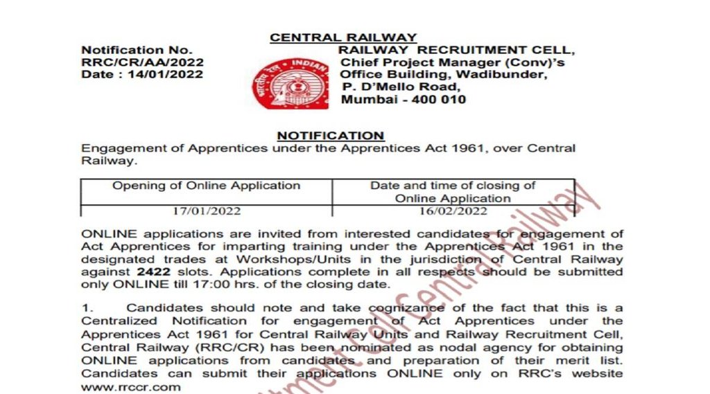 Railway Recruitment 2022। Indian Railway। Railway Jobs