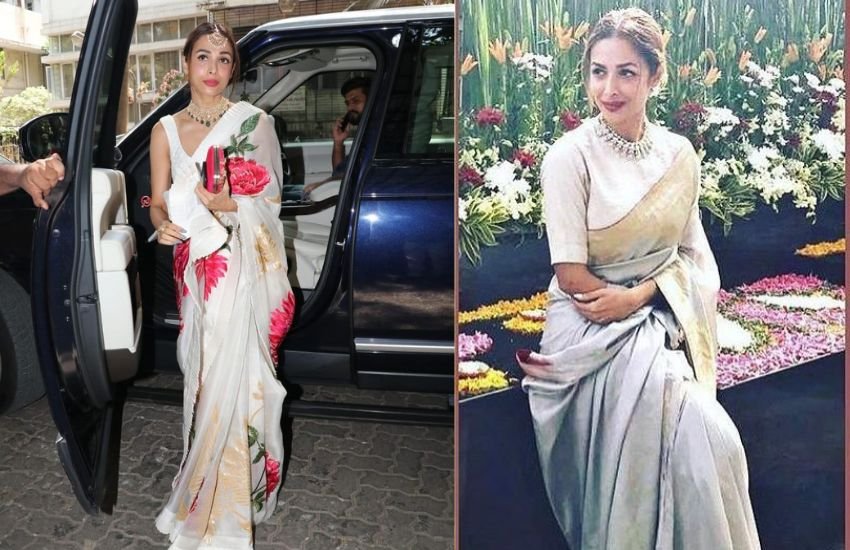 मलाइका अरोड़ा भी उन एक्ट्रेसेस में शुमार हैं जो साड़ी में बमुश्किल नजर आती हैं। व्हाइट और ग्रे साड़ी में मलाइका का ये लुक बेहद खास था।