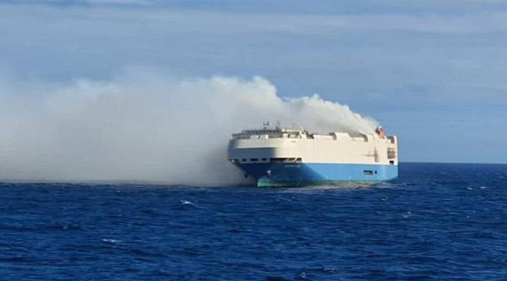 cargo ship fire, porsche car fire,